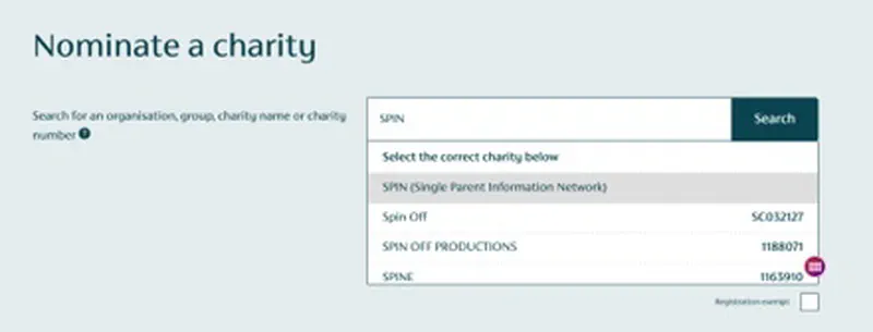 2. Type SPIN in the search bar, then select it from the dropdown menu.
